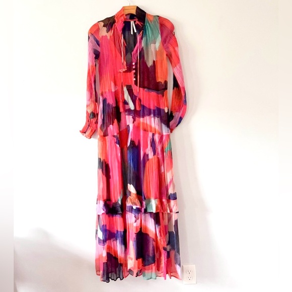 Anthropologie long sleeve floral dress Marais Printed Tiered Maxi - Picture 5 of 9